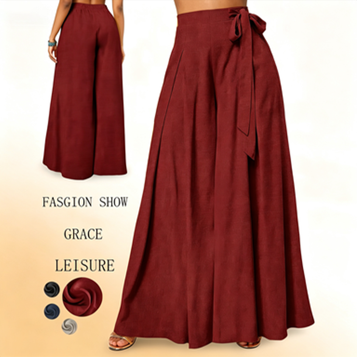 🥇 【S-3XL】antalones casuales de mujer de talle alto y pierna ancha, corte holgado, diseño elegante.