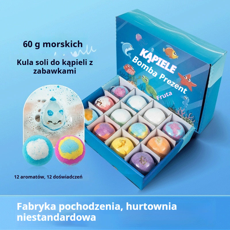【12 sztuk za jedyne 139 zł】 Kule solne do kąpieli dla dzieci w kształcie morskich zwierząt, zestaw 12 sztuk (każda 60 g), odpowiednie dla dzieci