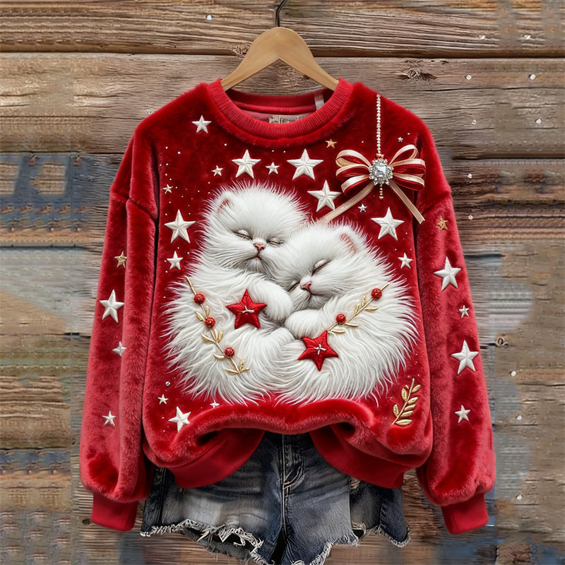 🎄❄️【Akcia -50%】Dámsky flanelový vianočný sveter s krásnymi potlačami