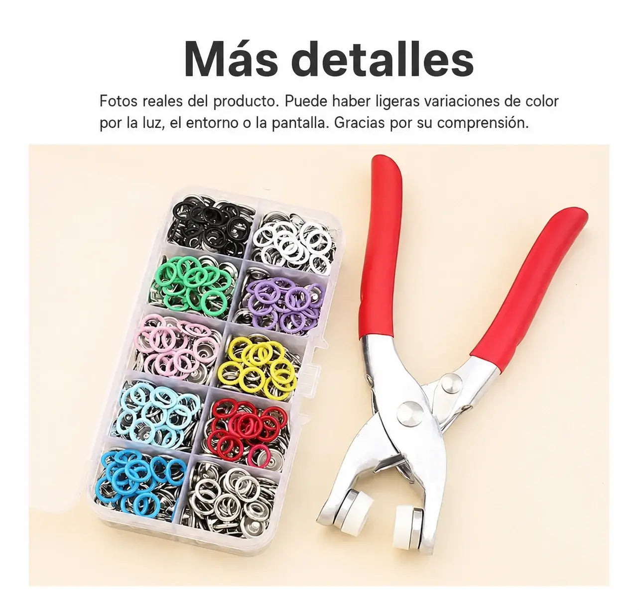 🔥 Kit de 100 Botones Metálicos + Alicate Manual Sin Costura 🧵🔧