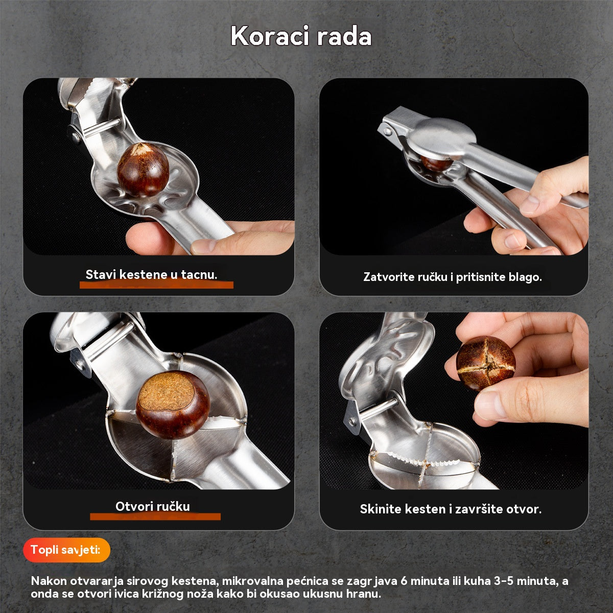 🌰[Kupite 1, dobijte 1 gratis] Kućna kopča za otvaranje kestena, lako se otvara jednim dodirom bez ozljeđivanja ruku!