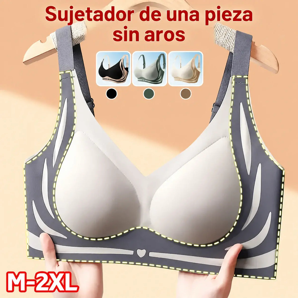 🥰 49% de descuento【Pack de 3】Sujetador femenino sin aros, diseño de una pieza ❤️【40-85 kg】