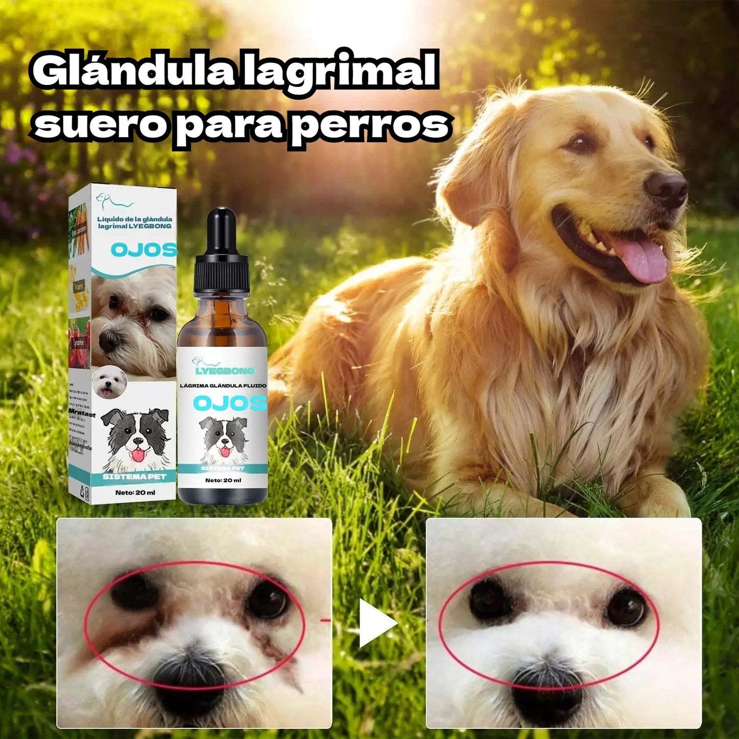 🐱3 botellas🐶 Limpiador ocular y gotas para los ojos de mascotas: fórmula suave con pH equilibrado, segura para perros y gatos. 🌿💧
