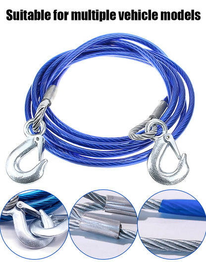 ⛓️🚗【4 m 5 toneladas】Cuerda de remolque para automóvil, cuerda de tracción, cuerda de rescate, accesorios de seguridad
