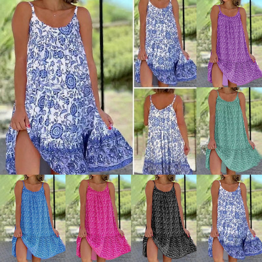 🔥💝【S-5XL】Ľahké a pohodlné šaty s kvetinovými popruhmi 3686288