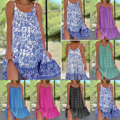 🔥💝【S-5XL】Ľahké a pohodlné šaty s kvetinovými popruhmi 3686288