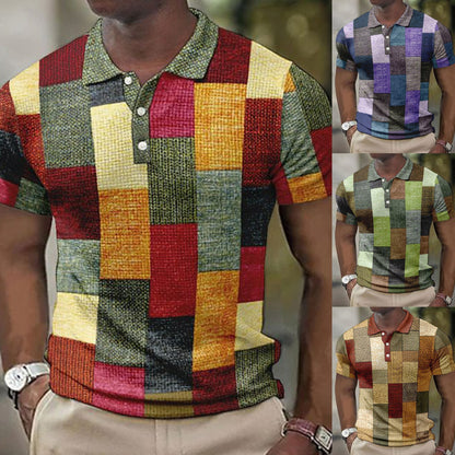 💥👕【Novedades en oferta】【S-5XL】Camisa polo casual para hombre con estampado geométrico 2026