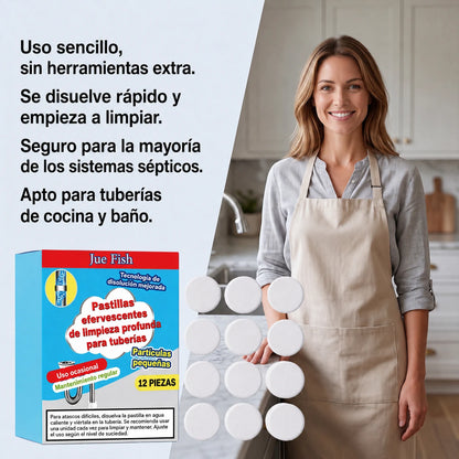 🥳 3 cajas por 29 € 💞 Potentes pastillas efervescentes para desatascar y limpiar tuberías. Eliminan grasa, cabello, malos olores y bacterias. Aptas para fregaderos, inodoros y desagües.