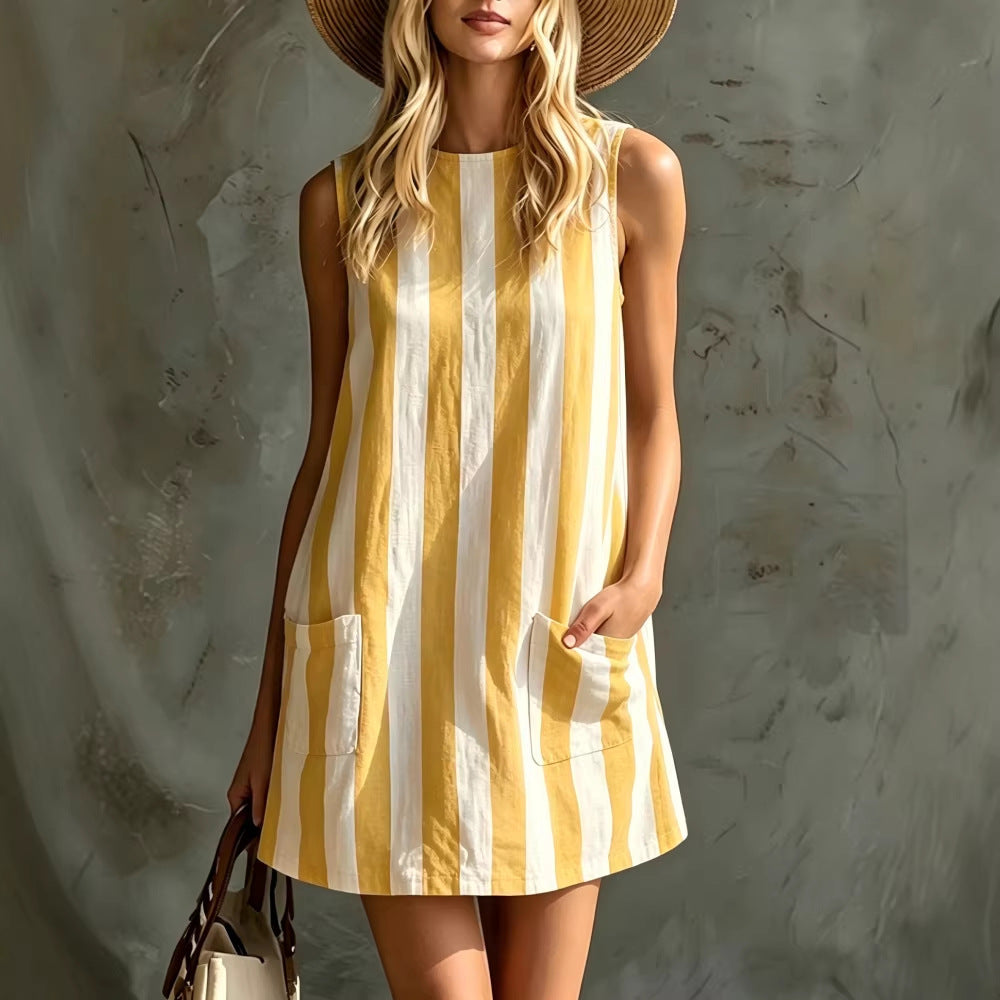 ✨🔥【Cantidad limitada】【S-3XL】Nuevo vestido casual de mujer con estampado de rayas, a la moda, para primavera/verano 2026