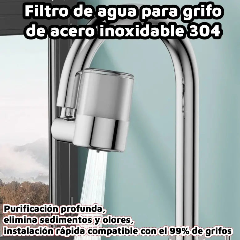 💧【Compra 1 y recibe 1 gratis】✨ Filtro de agua para grifo de acero inoxidable 304 | Purificación profunda, elimina sedimentos y olores, instalación rápida compatible con el 99% de grifos 🚰
