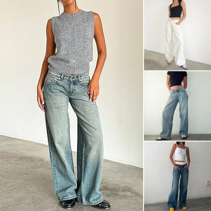 【XS-6XL】Vaqueros de Mujer con Cintura Baja y Pernera Ancha - Estilo Retro Urbano