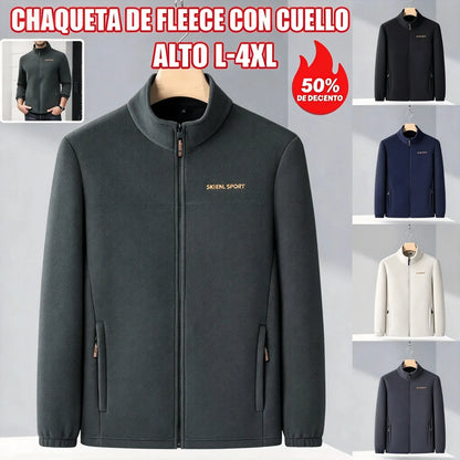 🧥🍂🔥 Chaqueta de forro polar para hombre (otoño e invierno) con cuello alto, para hombres jóvenes y de mediana edad.