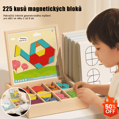 👶🌈🧩【225 dílků】🔥Magnetické dřevěné Tangram puzzle, trénink mozku a vzdělávací hračka pro děti, stimuluje myšlení