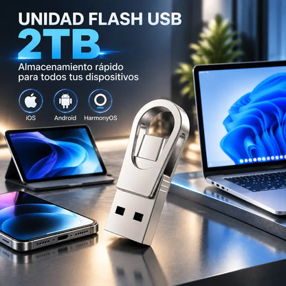 【2TB】💾 Pendrive USB 3.0 Doble Interfaz Tipo‑C 2TB, Almacenamiento para Teléfono y Computadora⚡