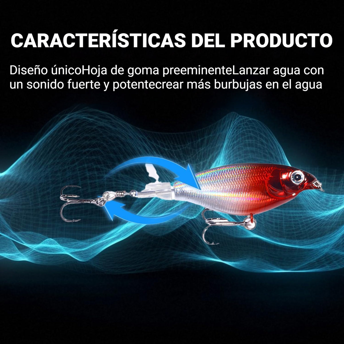 🔥【5 piezas】Señuelo de Superficie Profesional con Hélice Giratoria de 360°
