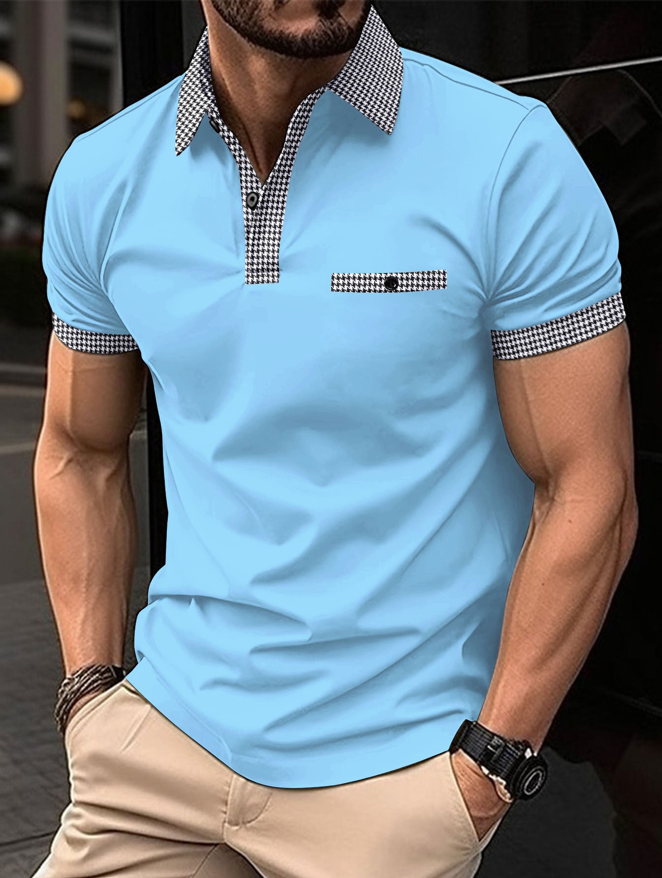 💥Novedad 2026👔【S-3XL】Polo de hombre con botones y bloques de color, cómodo y transpirable, ideal para el verano.