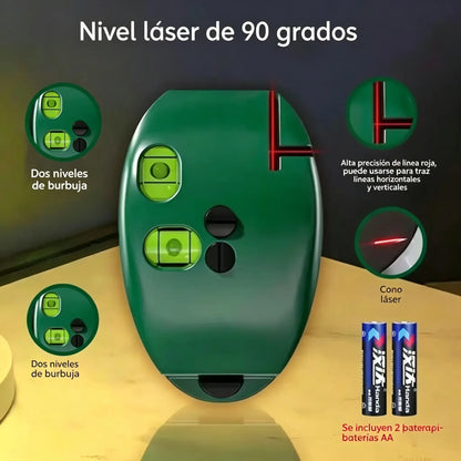 🔴 Nivel láser de ángulo recto 2 en 1: alineación rápida y precisa sin necesidad de tiralíneas