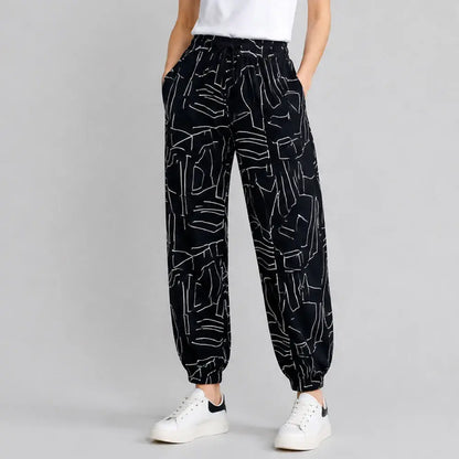 👖Pantalones de seda helada de talle alto para mujer - holgados, tallas grandes 40-100 kg - verano, pantalones ligeros con perneras anchas