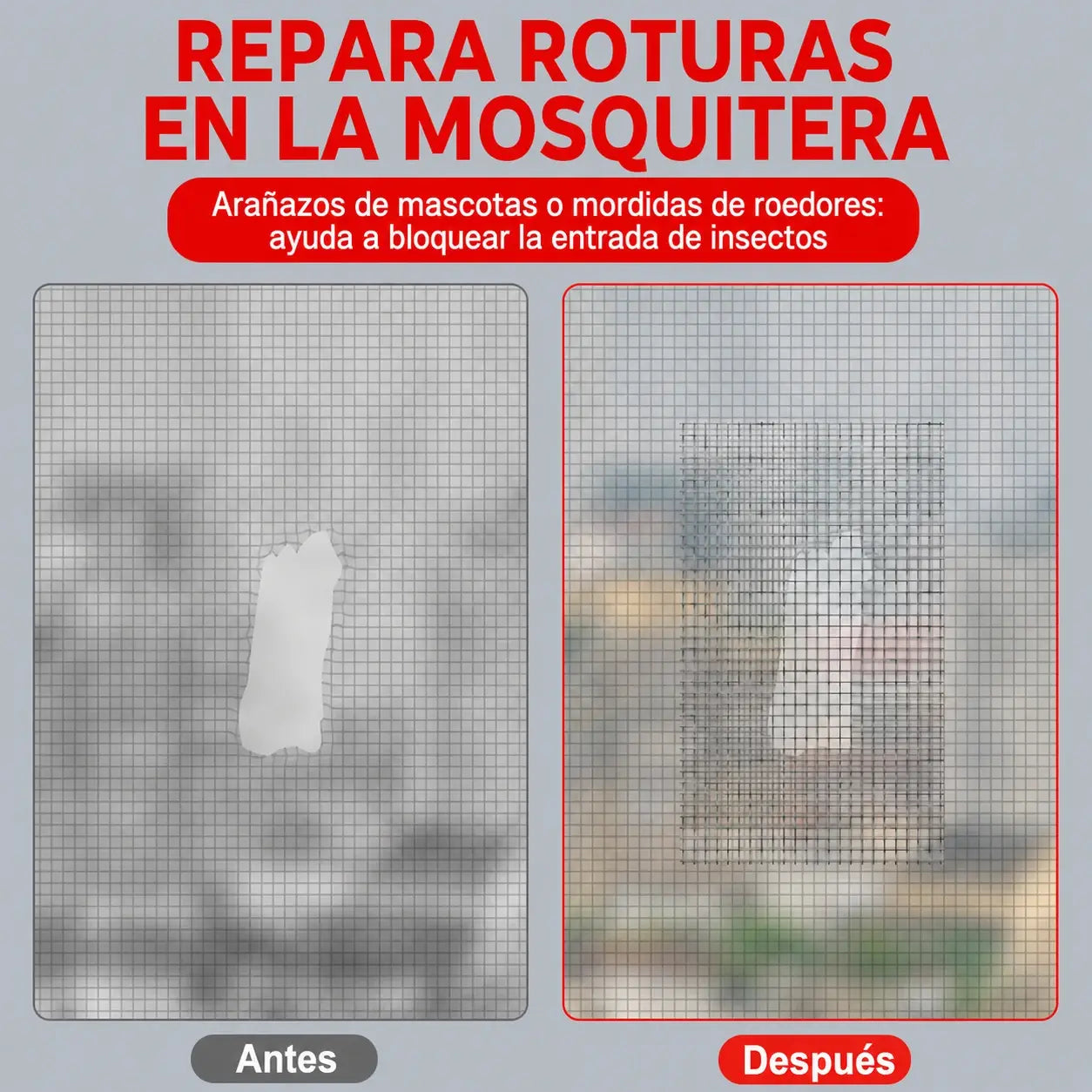 【Compra 5 metros y llévate 5 metros gratis.】[🔥10 metros 23 euros] Reparación de agujeros en mosquiteras con cinta adhesiva, reparación de malla de acero inoxidable.