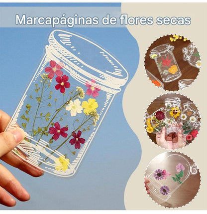 🌸🌷 🍃【80 piezas】Materiales DIY para marcapáginas de flores secas y láminas de plastificado -Flor no incluida