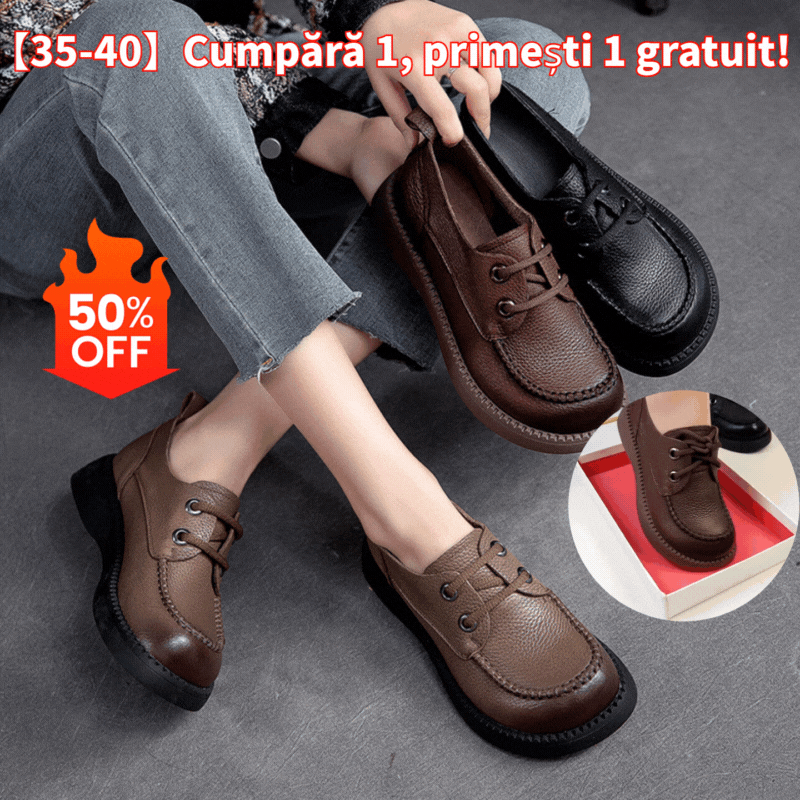 🔥【Speciální nabídka】【Velikosti 35-40】Nové dámské pohodlné kožené boty v retro stylu na podzim/zimu, ležérní a všestranné pro každodenní nošení