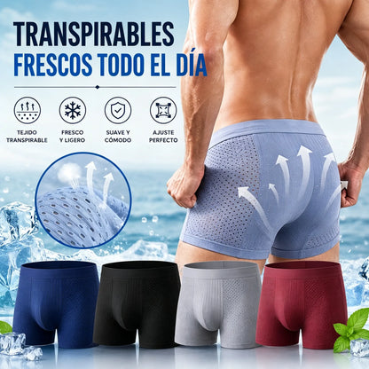 🔥【4 piezas por 27 euros】Calzoncillos bóxer de malla transpirable y cómodos para hombre