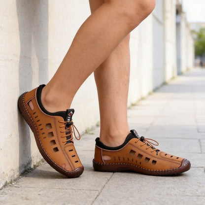 🔥✨【Tallas 39-44】Sandalias de hombre de cuero genuino hechas a mano con diseño calado