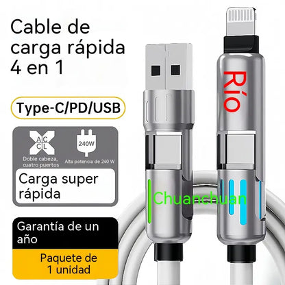 🌈¡Un solo cable, mayor comodidad! Cargador multifuncional con iluminación RGB