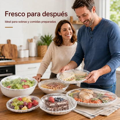 【200 piezas】Film transparente desechable, ideal para recipientes y alimentos. Se ajusta perfectamente, ofrece un buen sellado y es fácil de usar.