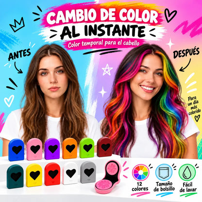 🌈 Coloración capilar en polvo compacto con 12 tonos para una coloración rápida.