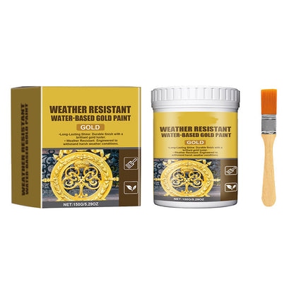 🥳OFERTA🥳💞Pintura dorada resistente a la intemperie: base agua y brillo intenso. Segura para metal, madera y piedra. ¡Resiste tanto la lluvia como el sol! 🖌️💛