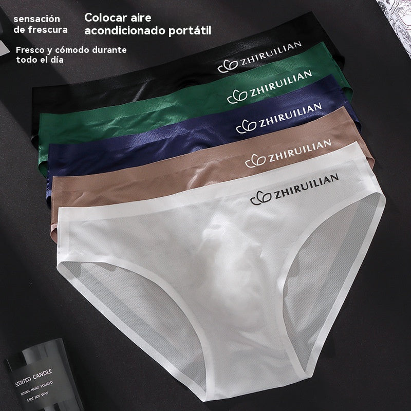 🔥🩲【50% OFF】Calzoncillos de seda de hielo transpirables para hombre, cintura baja (45-100 kg)