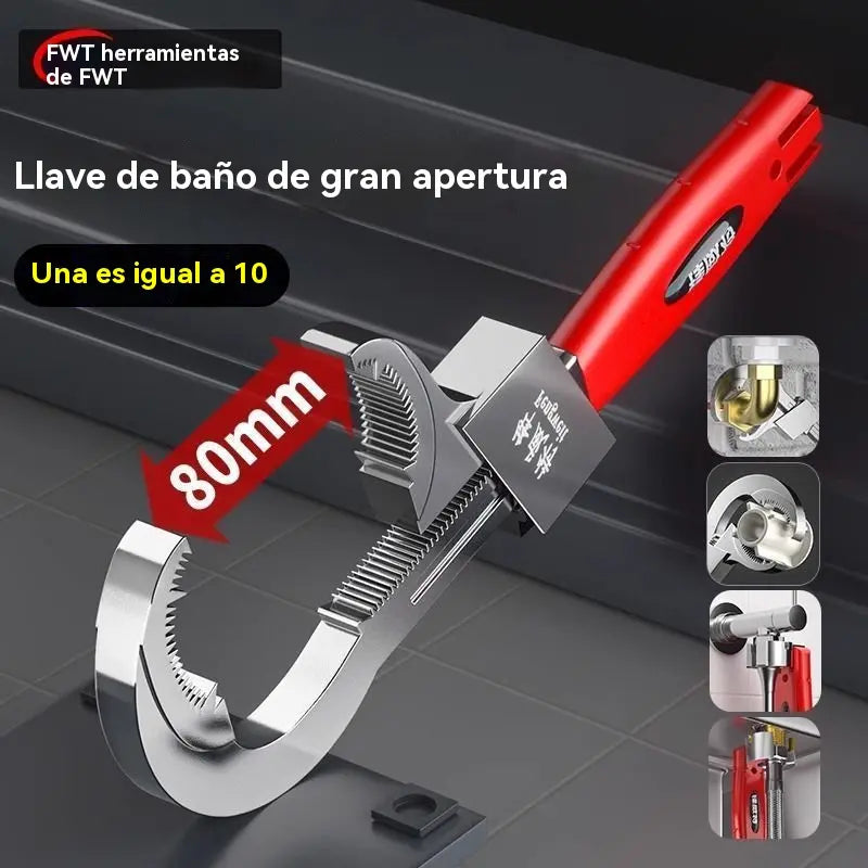 Llave ajustable para baño de aleación de aluminio multifuncional, llave para manguera de grifo y llave para fregadero.