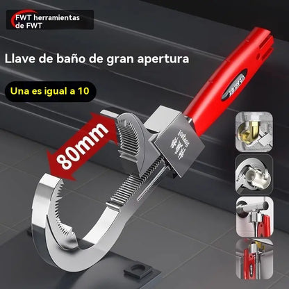 Llave ajustable para baño de aleación de aluminio multifuncional, llave para manguera de grifo y llave para fregadero.