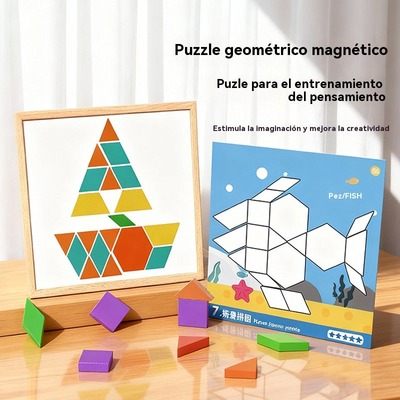 🌈🧩【75/150/225 piezas】🔥👶Juguete de rompecabezas tangram de madera magnético, entrenamiento cerebral y juguete educativo para niños, estimula el pensamiento