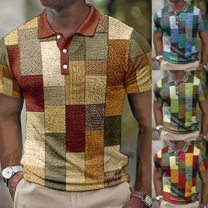 💥👕【Novedades en oferta】【S-5XL】Camisa polo casual para hombre con estampado geométrico 2026