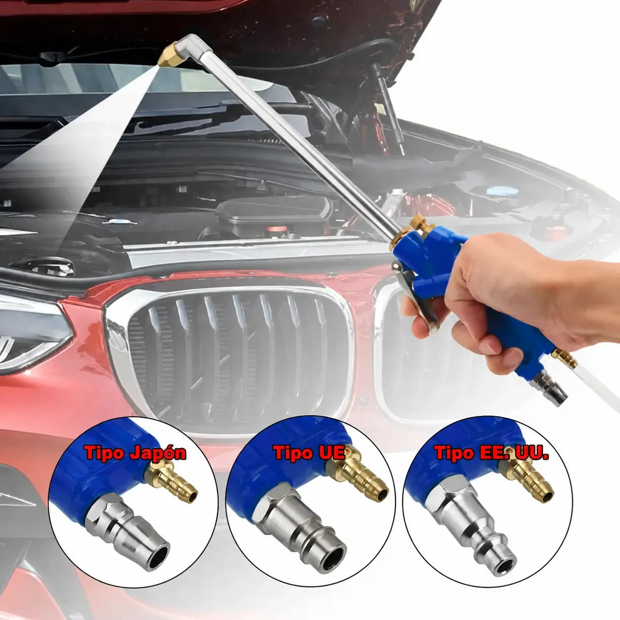 🚗💦 Pistola de Limpieza Neumática 2 en 1 – Aire Potente y Agua a Presión para una Limpieza Profunda 🔥