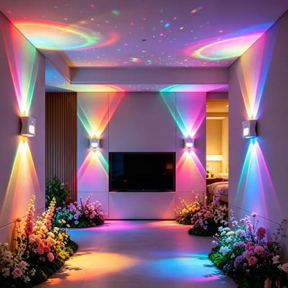 Lámpara de pared ambiental magnética RGB con sensor de movimiento y funciones de control remoto.