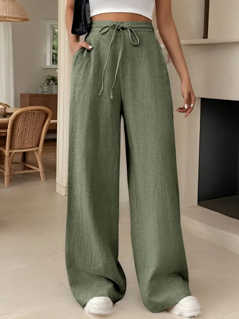 【S-2XL】Pantalones Casuales de Pierna Ancha: Elásticos, Frescos y Estilizantes
