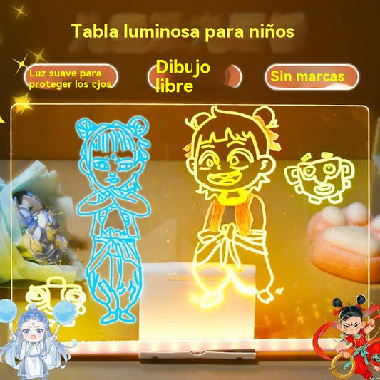 🎨💡Tablero de dibujo que brilla en la oscuridad para niños, ✏️🔥Tablero de dibujo fluorescente educativo borrable con garabatos DIY