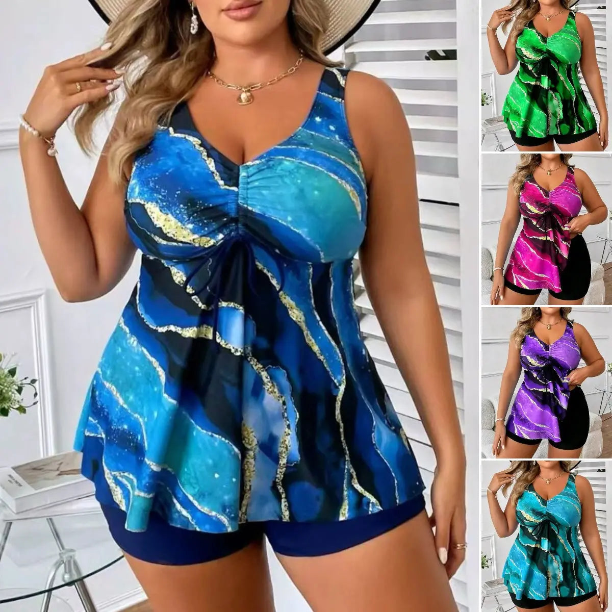 🏖️👙🌴【S-5XL】Elegante traje de baño estampado para tallas grandes
