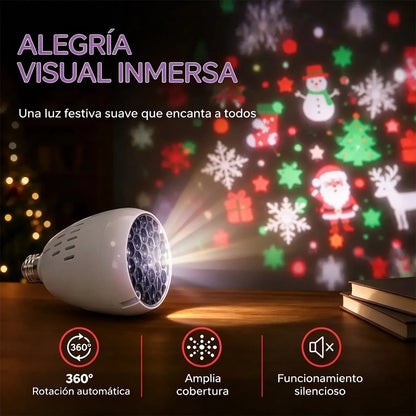 ✨ Bombilla LED de proyección navideña E27 | 16 patrones dinámicos | Crea un ambiente festivo en segundos 🎄