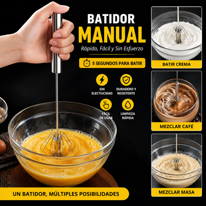 30€【 Conjunto de 2 piezas】Batidor de huevos semiautomático de acero inoxidable