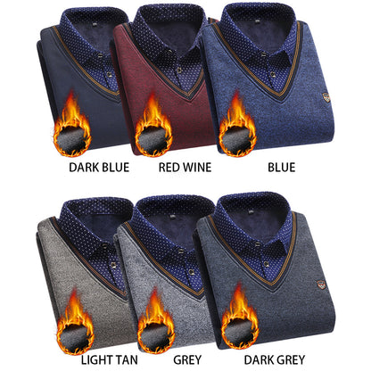 👔 [M-4XL] Nová pánska pletená košeľa z kašmírového zamatu na jeseň a zimu