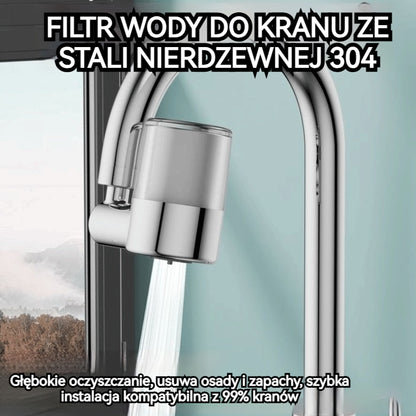 💧 Filtr wody do kranu ze stali nierdzewnej 304 | Głębokie oczyszczanie, usuwa osady i zapachy, szybka instalacja kompatybilna z 99% kranów 🚰