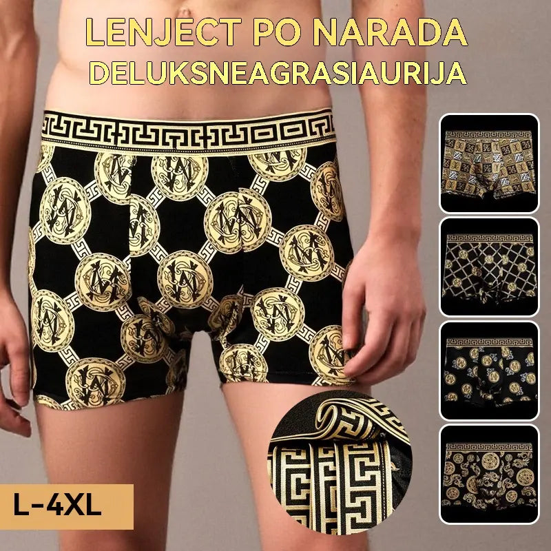 【5 gratis】💥Prozračno donje rublje od ledene svile za muškarce, udobno bešavno donje rublje, plus veličine, moderan print【40-140 kg】