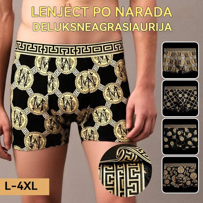 【5 gratis】💥Prozračno donje rublje od ledene svile za muškarce, udobno bešavno donje rublje, plus veličine, moderan print【40-140 kg】