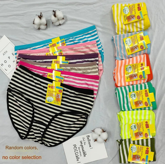 💥【Pack de 12】Nueva ropa interior de algodón puro a rayas y de cintura alta para personas de mediana y avanzada edad