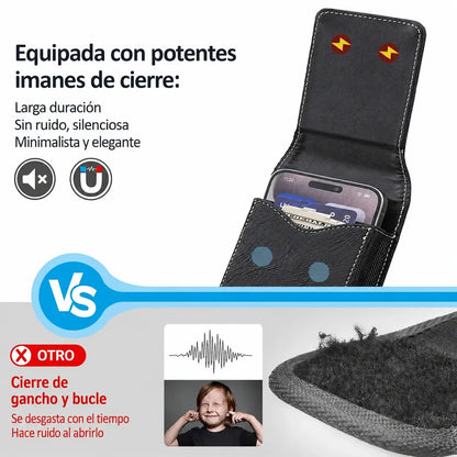 ⚡ Gran descuento | Funda de cuero para móvil con clip para cinturón, cierre magnético y ranura para tarjetas