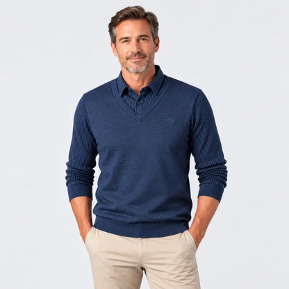 【M-4XL】Camisa de punto de dos piezas para hombre, versátil, para otoño e invierno